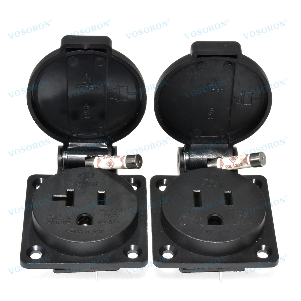 Outdoor Power Receptacle - Black 125V 15A 20A IP44 CE
