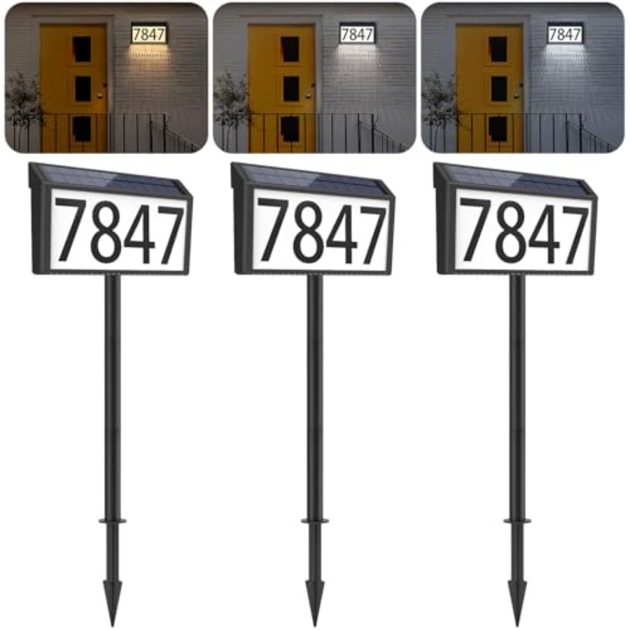 Outdoor Power Number - Pack Solar Powered Address Sign House
