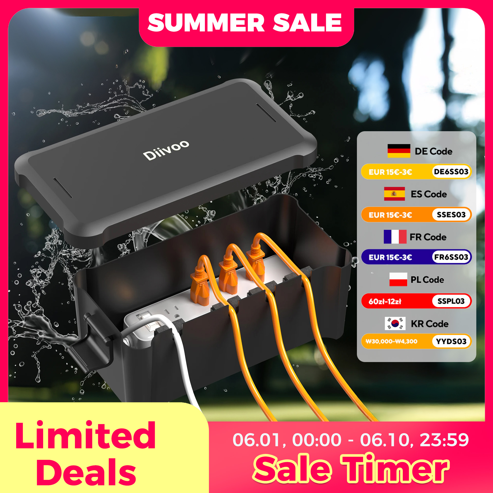 Extension Cord Outdoor - Diivoo Outdoor Waterproof Electrical Box Outside