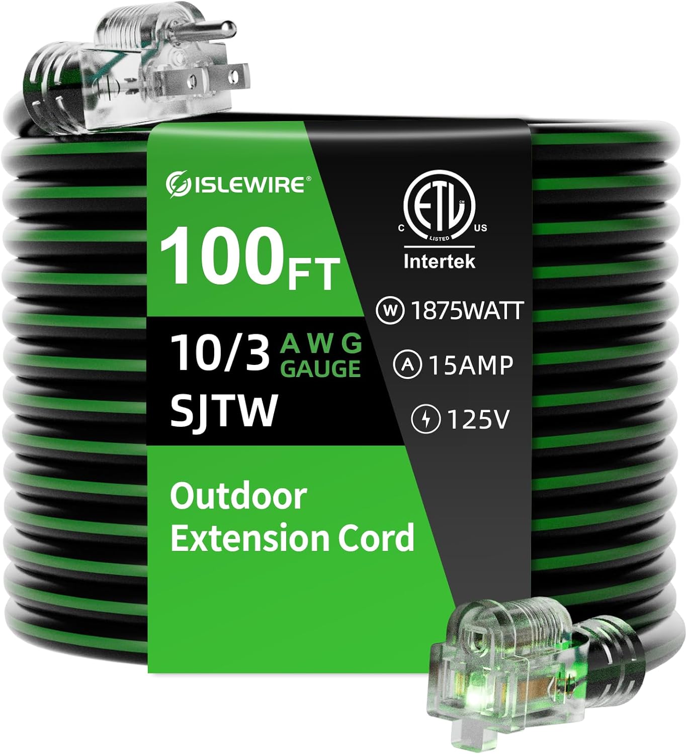 Extension Cord Outdoor - 100FT 10/3 Outdoor Extension Cord, 10