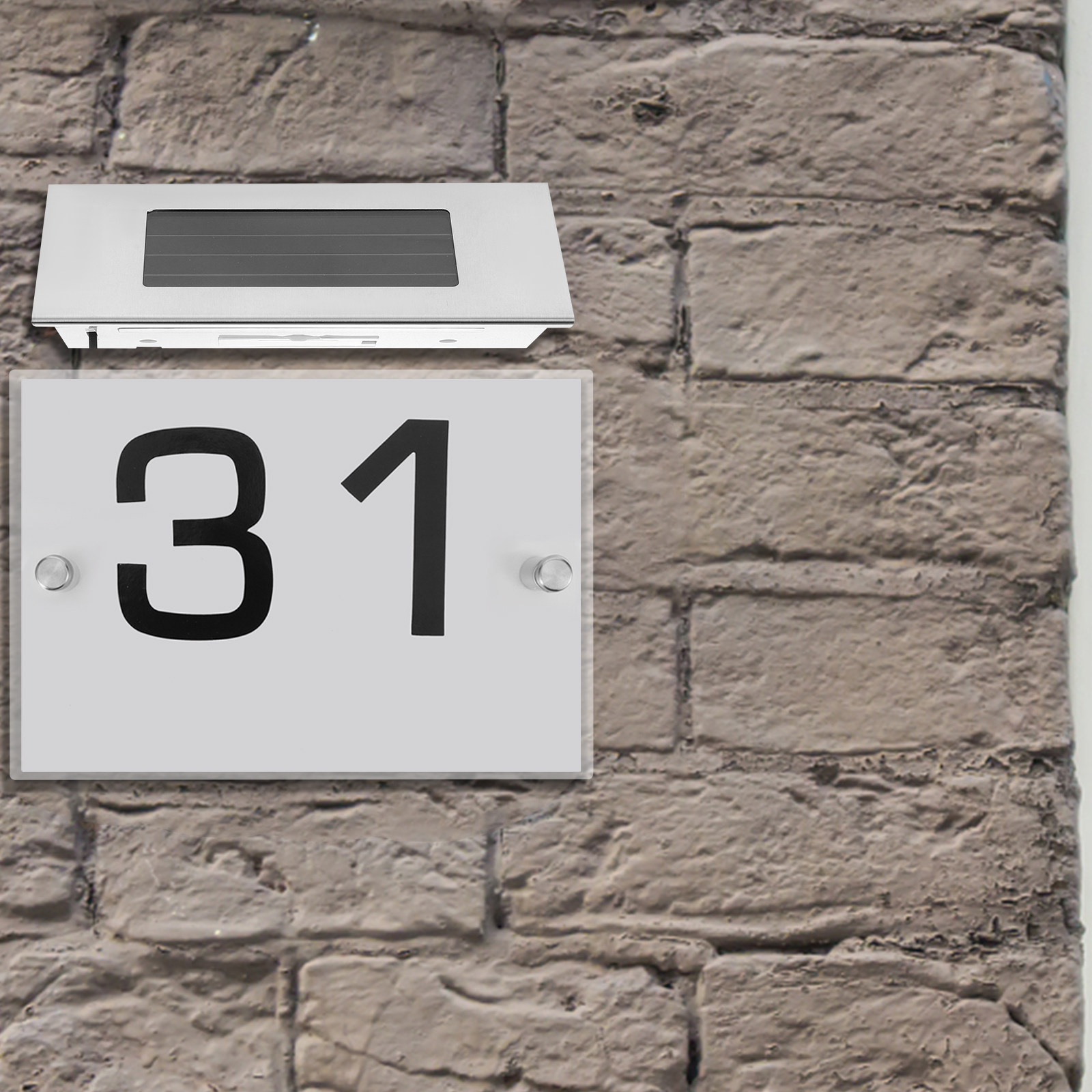 Outdoor Power Number - Solar Powered Address Sign Number Plate