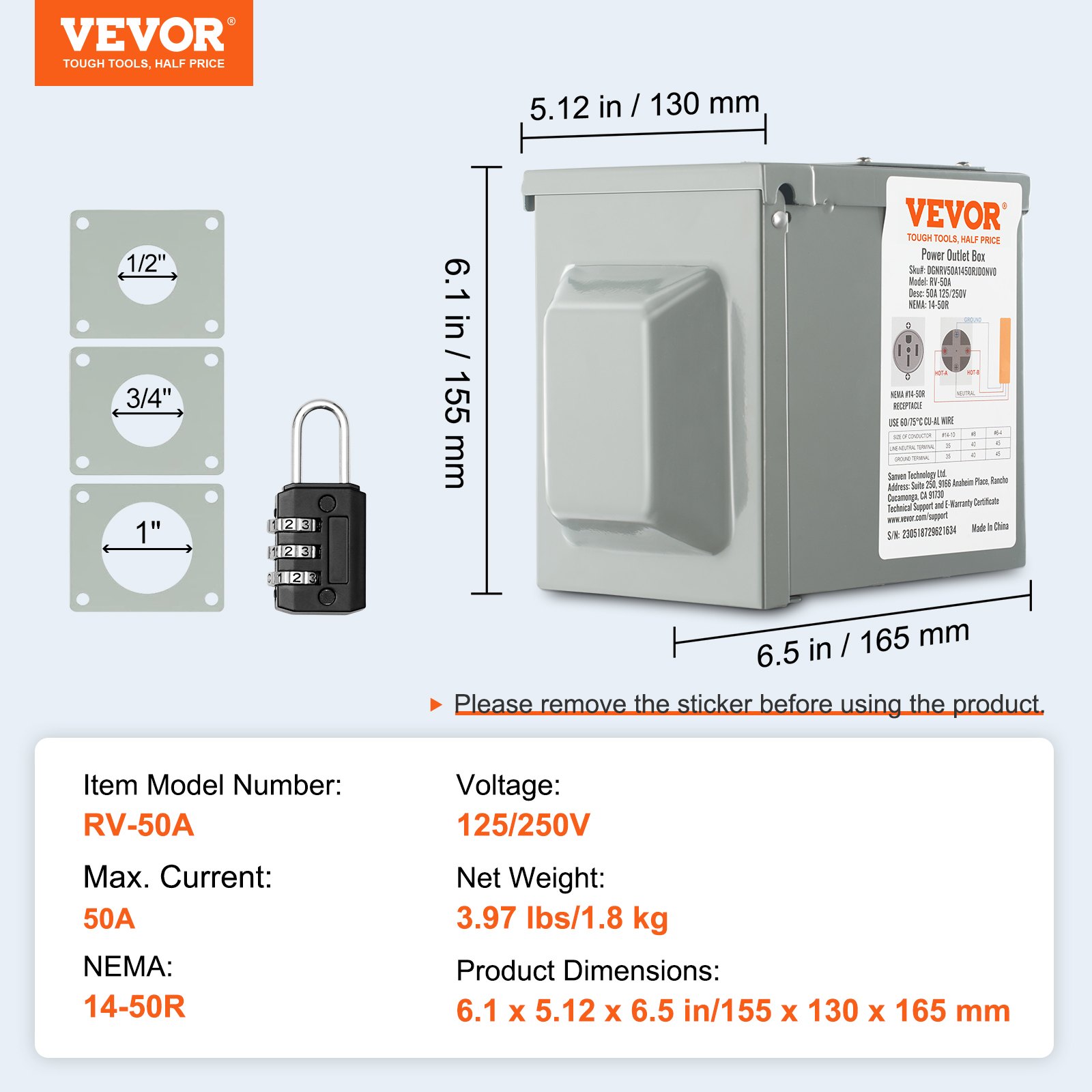 50 Amp RV Power Outlet Box, 12 – Outdoor Power Receptacle Box recenzja i cena