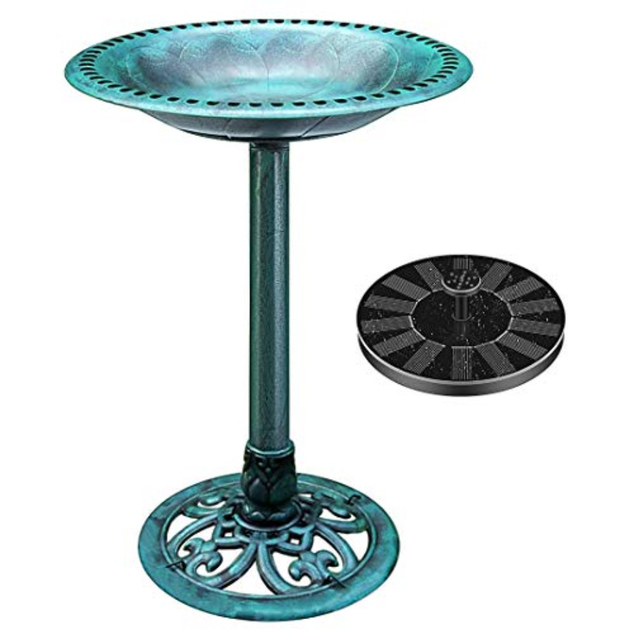 Bird Bath with Solar Fountain  – Outdoor Power Pedestal recenzja i cena