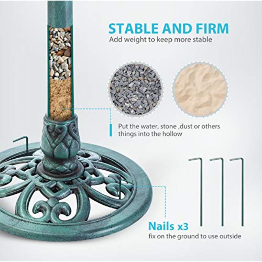 Bird Bath with Solar Fountain  – Outdoor Power Pedestal recenzja i cena