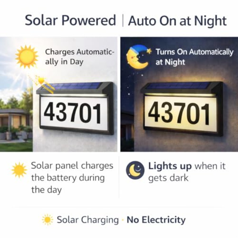 Solar Address Sign with Dual C – Outdoor Power Number recenzja i cena