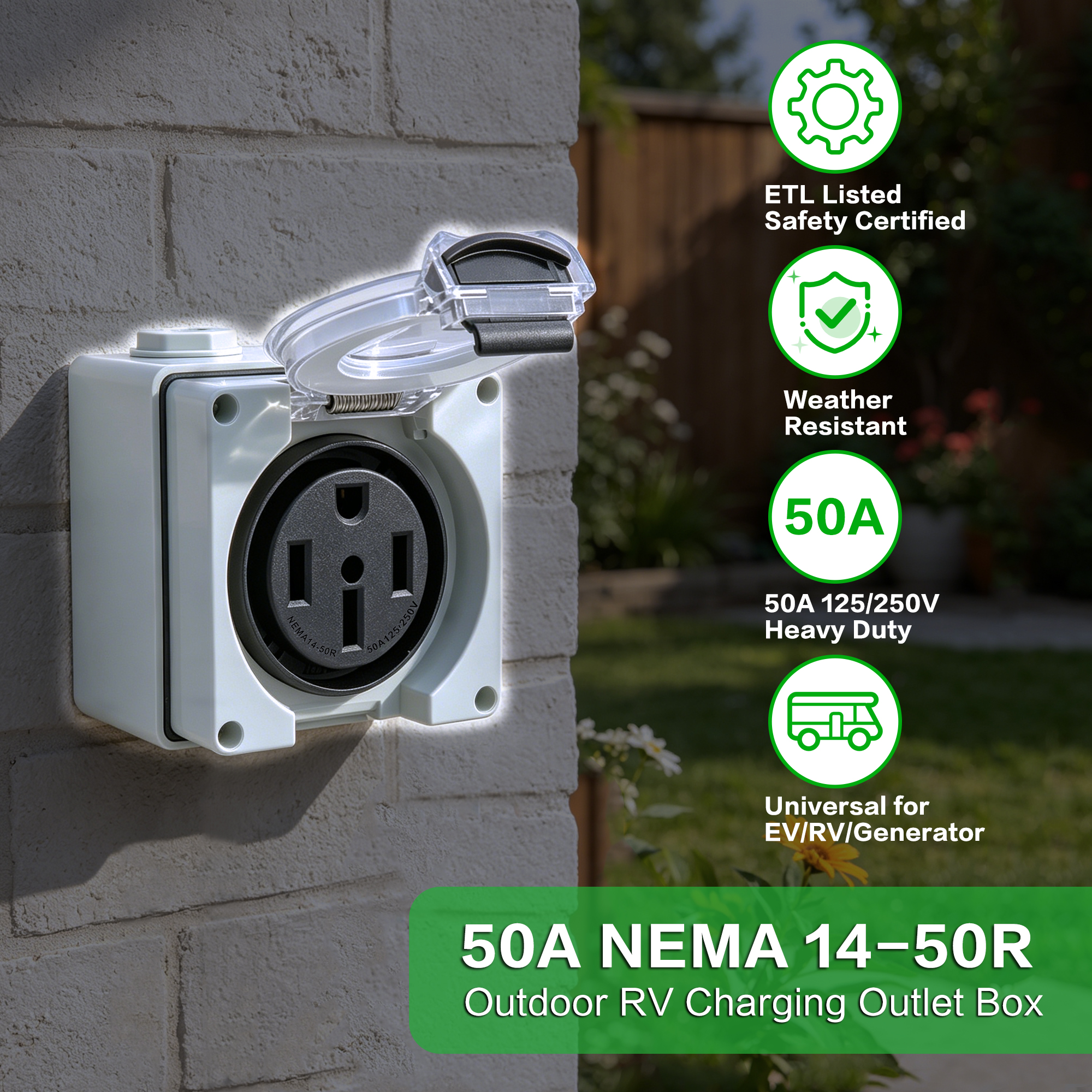 50 Amp RV Outlet Box NEMA 14-5 – Outdoor Power Outlet Cover recenzja i cena
