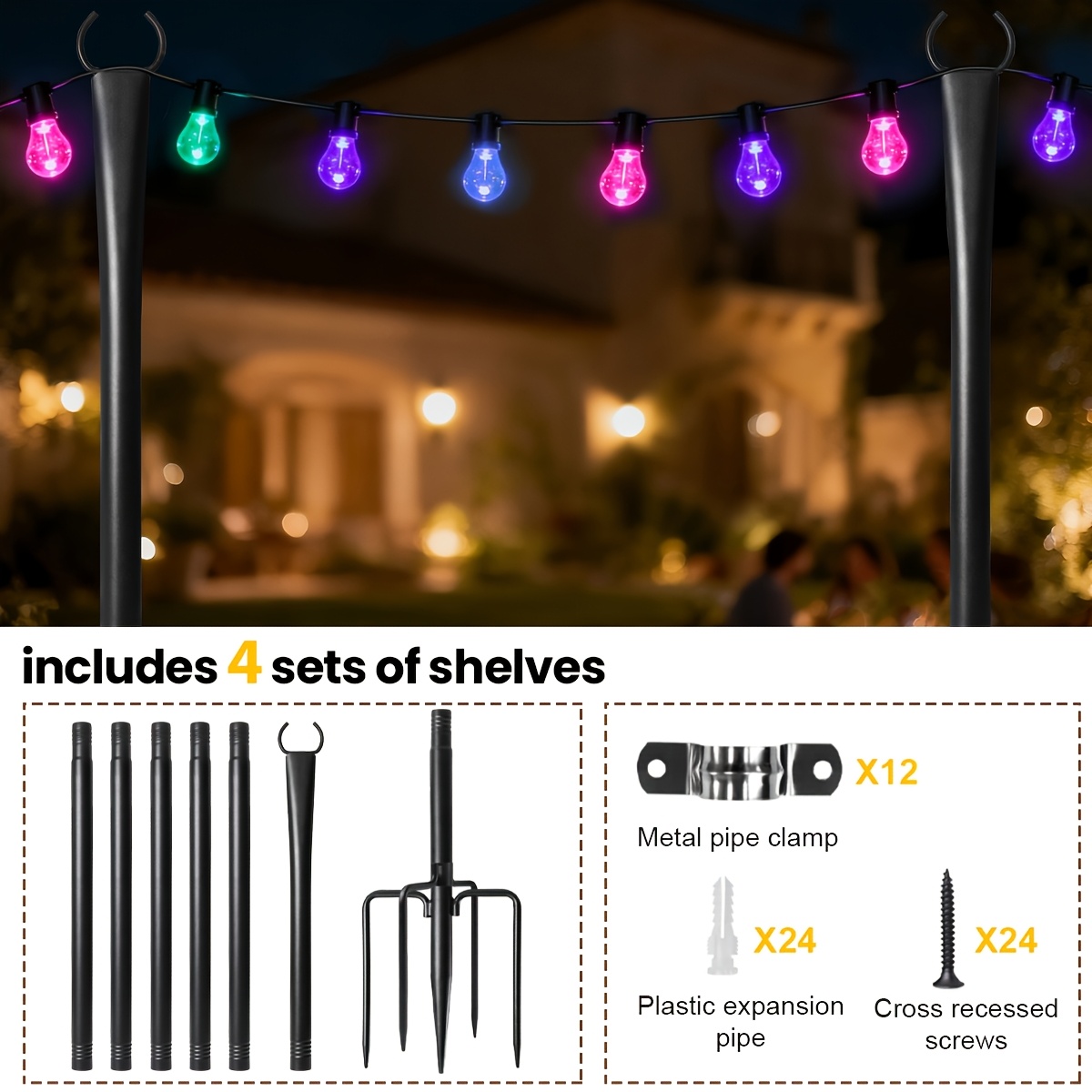 Pack of Four Sturdy Metal Pole – Outdoor Power Vac recenzja i cena