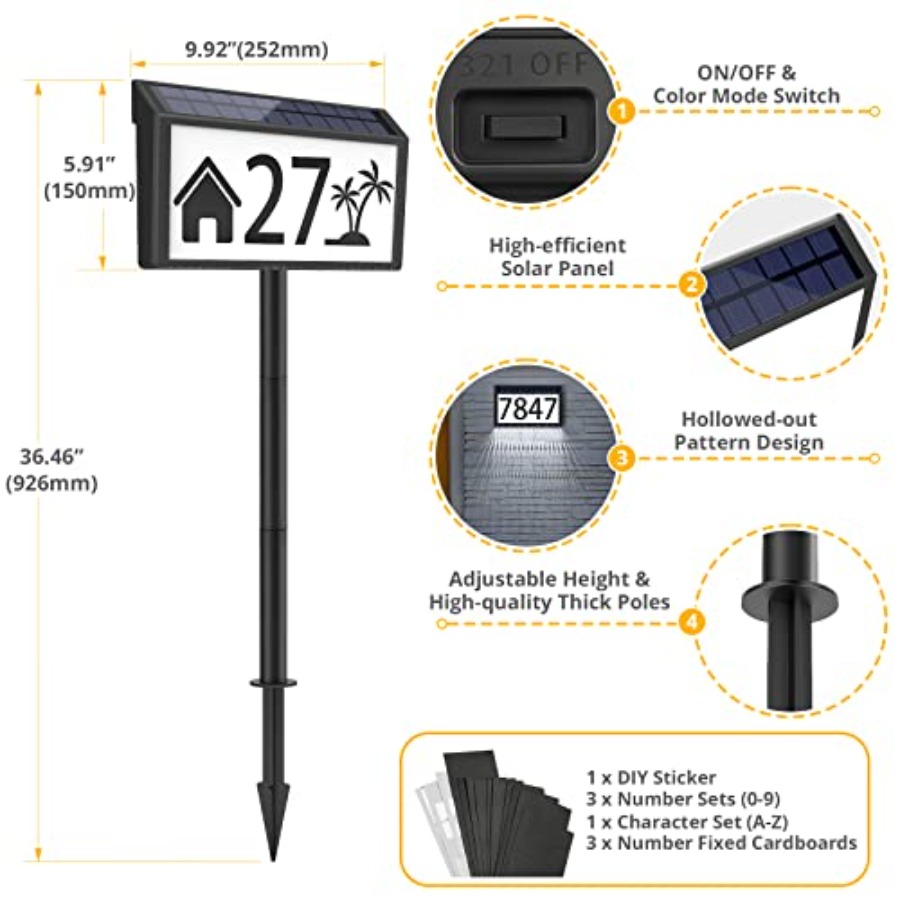 Solar Powered Address Sign Hou – Outdoor Power Number recenzja i cena